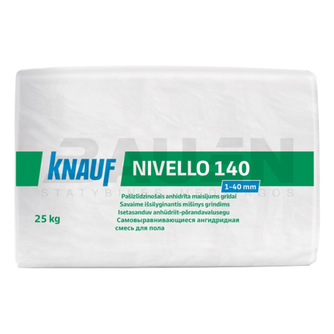 Išlyginamieji mišiniai | Savaime išsilyginantis grindų mišinys KNAUF Nivello 140 (1-40mm) 25 Kg.