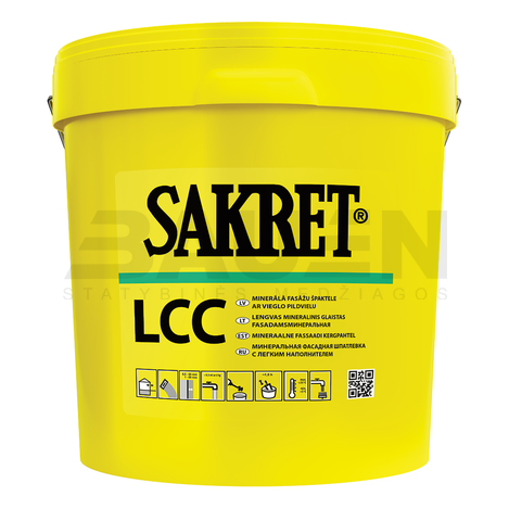 Glaistai | Lengvas mineralinis glaistas, SAKRET LCC (0,5mm) 15 KG.
