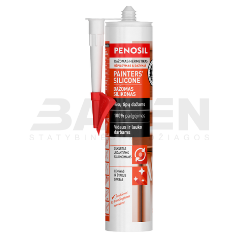 Dažomas silikoninis hermetikas PENOSIL Painters Silicone, baltas, 290 ml