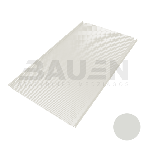 Plieninė danga | Klasikinė skarda Hanbud PHR560 "Mikrobanga" 0,5-0.7 mm., (525mm) pilkai balta, blizgi (RAL9002), m2