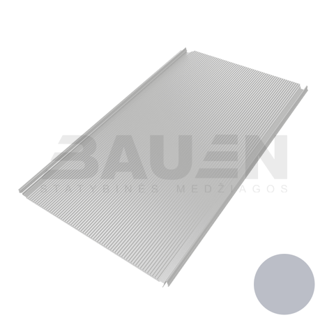 Plieninė danga | Klasikinė skarda Hanbud PHR560 "Mikrobanga" 0,5-0.7 mm., (525mm) sidabrinė, blizgi (RAL9006), m2