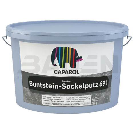 Mozaikinis tinkas | Mozaikinis dekoratyvinis tinkas Caparol Capatect Buntstein Sockelputz 691, Carbon, 25 Kg.