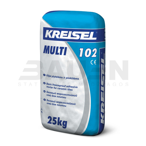Sausieji klijai | Keraminių ir akmens masės plytelių klijai vidaus ir lauko darbams KREISEL MULTI 102, 25 kg.