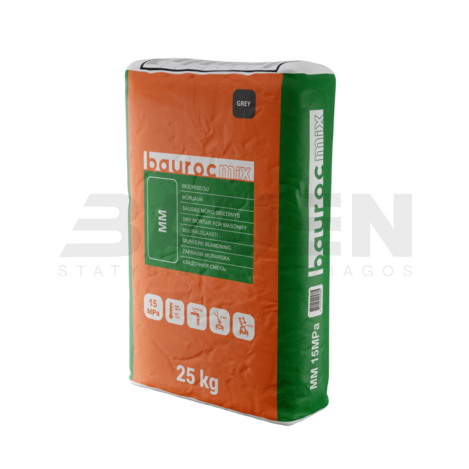 Mūro mišiniai | Mūro mišinys Baurocmix MM 15MPa, 25 Kg.