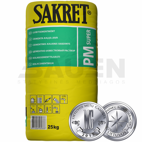 Mūro mišiniai | Mūro-tinko mišinys (cementinis-kalkinis) SAKRET PM, 25 Kg.