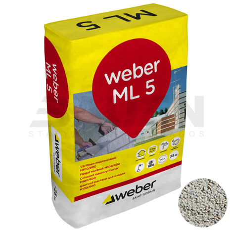 Mūro mišiniai | Spalvotas cementinis mūro mišinys WEBER ML5 156 Viipus, 25 Kg.