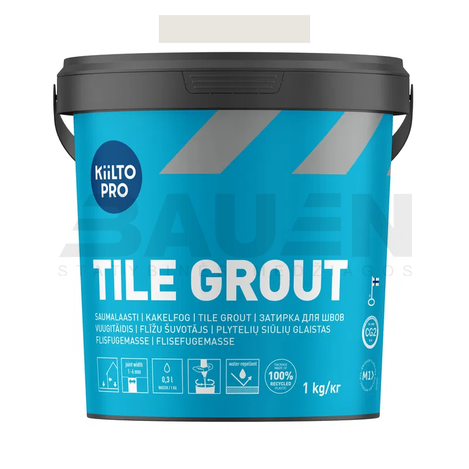 Glaistai | Keramikinių ir klinkerinių plytelių siūlių glaistas (1-6 mm.) KIILTO Pro Tile grout, 11 Linnen, 1 kg.