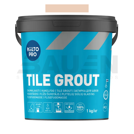 Glaistai | Keramikinių ir klinkerinių plytelių siūlių glaistas (1-6 mm.) KIILTO Pro Tile grout, 29 Light beige, 1 kg.