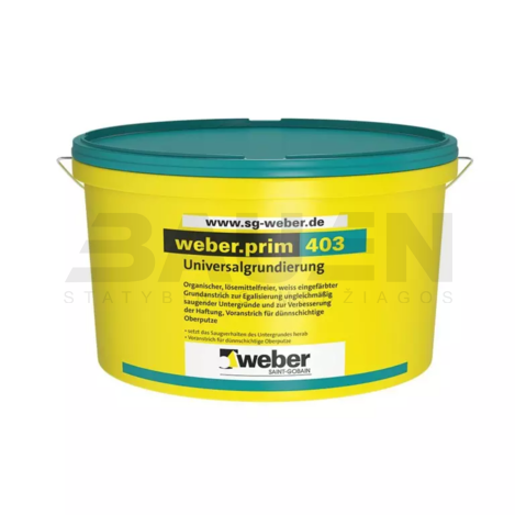 Gruntai | Sukibimą didinantis gruntas su kvarciniu smėliu WEBER.PRIM 403, 15 Kg.