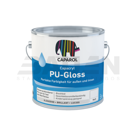 Emalės | Blizgi akrilinė CAPAROL emalė PU-gloss W 2.4 l