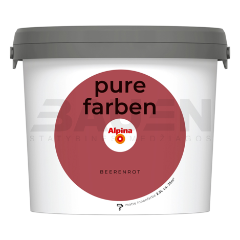 Dažai | Spalvoti vidaus dažai Alpina Pure Farben Beerenrot 2,5 Ltr.