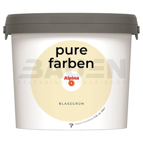 Dažai | Spalvoti vidaus dažai Alpina Pure Farben Blassgrün 2,5 Ltr.