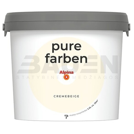 Dažai | Spalvoti vidaus dažai Alpina Pure Farben Cremebeige 2,5 Ltr.