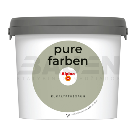 Dažai | Spalvoti vidaus dažai Alpina Pure Farben Eukalyptusgrün 2,5 Ltr.