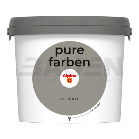 Dažai | Spalvoti vidaus dažai Alpina Pure Farben Felsgrau 2,5 Ltr.