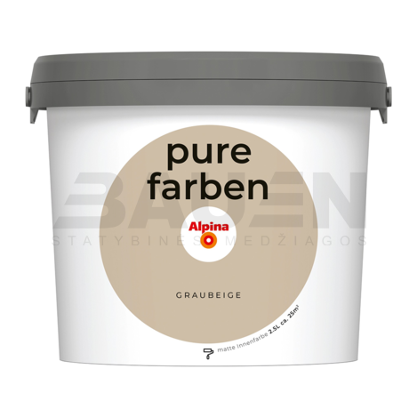 Dažai | Spalvoti vidaus dažai Alpina Pure Farben Graubeige 2,5 Ltr.
