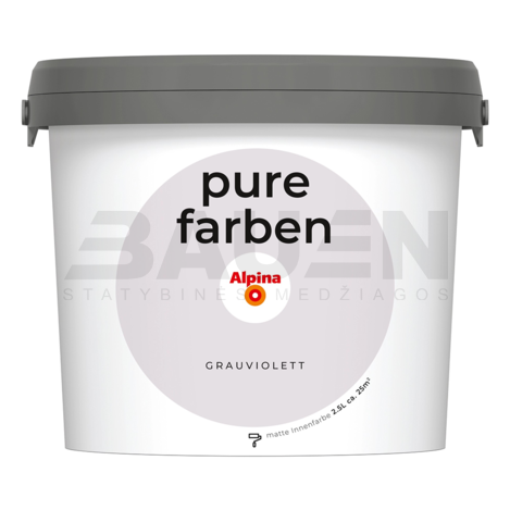 Dažai | Spalvoti vidaus dažai Alpina Pure Farben Grauviolett 2,5 Ltr.