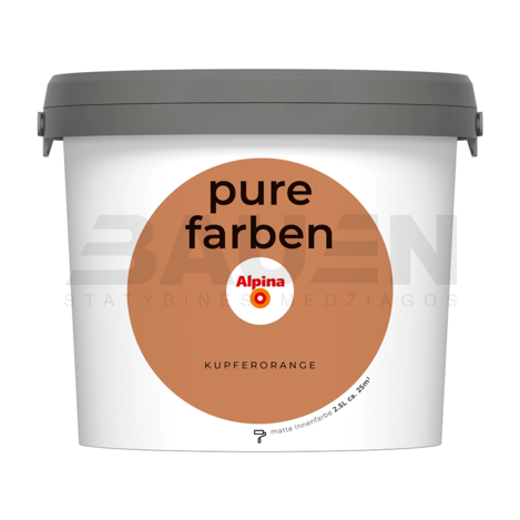 Dažai | Spalvoti vidaus dažai Alpina Pure Farben Kupferorange 2,5 Ltr.