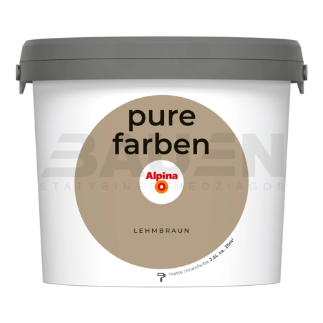Dažai | Spalvoti vidaus dažai Alpina Pure Farben Lehmbraun 2,5 Ltr.