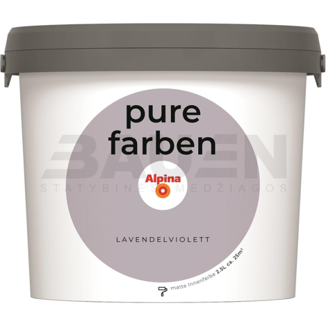 Dažai | Spalvoti vidaus dažai Alpina Pure Farben Lavendelviolett 2,5 Ltr.
