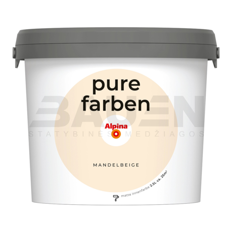 Dažai | Spalvoti vidaus dažai Alpina Pure Farben Mandelbeige 2,5 Ltr.