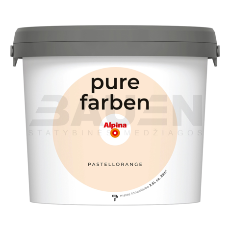 Dažai | Spalvoti vidaus dažai Alpina Pure Farben Pastellorange 2,5 Ltr.