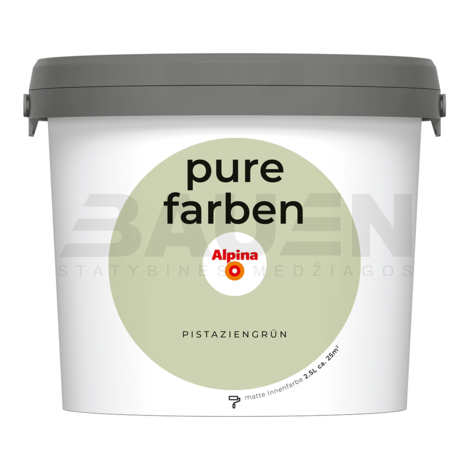 Dažai | Spalvoti vidaus dažai Alpina Pure Farben Pistaziengrün 2,5 Ltr.