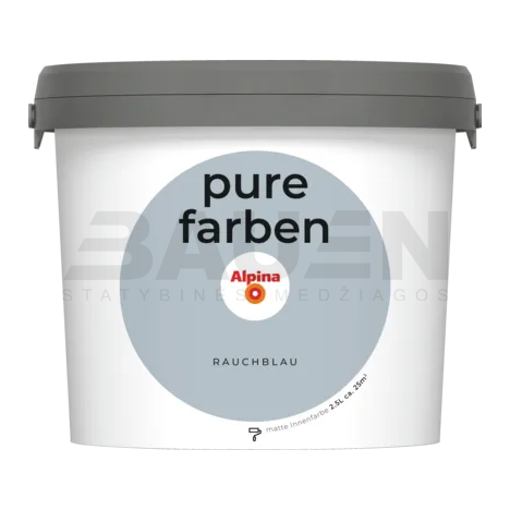 Dažai | Spalvoti vidaus dažai Alpina Pure Farben Rauchblau 2,5 Ltr.