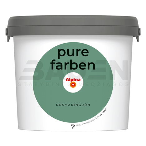 Dažai | Spalvoti vidaus dažai Alpina Pure Farben Rosmaringrün 2,5 Ltr.