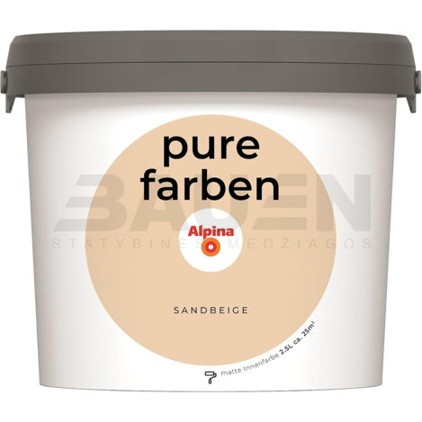 Dažai | Spalvoti vidaus dažai Alpina Pure Farben Sandbeige 2,5 Ltr.
