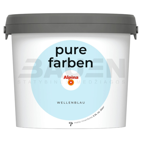 Dažai | Spalvoti vidaus dažai Alpina Pure Farben Wellenblau 2,5 Ltr.
