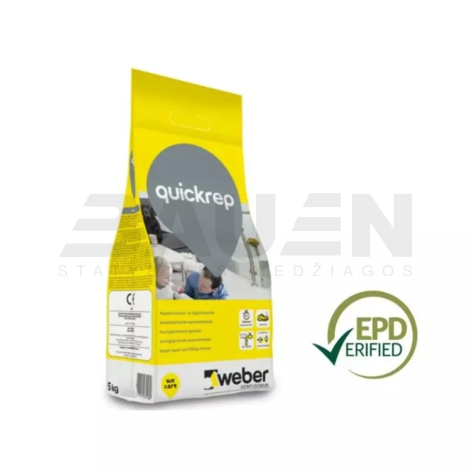 Betono mišiniai | Greitai stingstantis remontinis mišinys sienoms ir grindims WEBER QuickRep, 0-30 mm., 5 Kg.