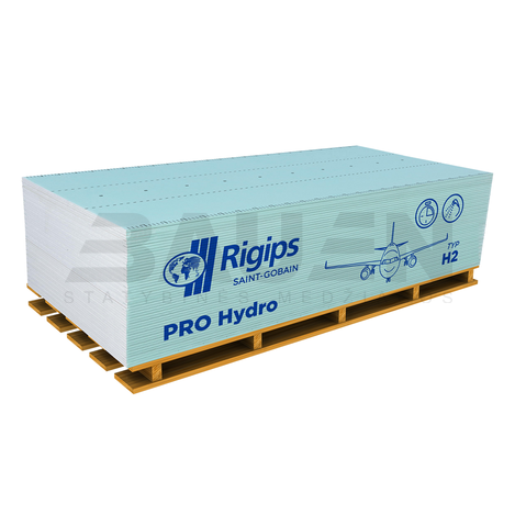 Gipso kartono GKP | GKPI Impregnuota 2000x1200x12,5 (2,40 m2), RIGIPS