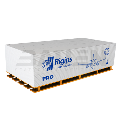 Gipso kartono GKP | GKP 2000x1200x12,5 (2,40 m2), standartinė plokštė, RIGIPS