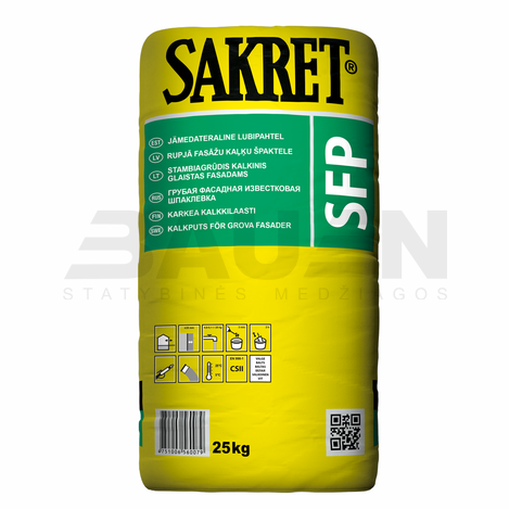 Glaistai | Stambiagrūdis glaistas fasadams SAKRET SFP 25kg