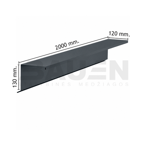 Skardos lankstiniai | Skardinė vėjalentė 0,50 mm., 120x130 mm., L-2000 mm., blizgi antracito (RAL7016)