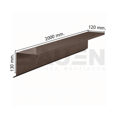 Skardos lankstiniai | Skardinė vėjalentė 0,50 mm., 120x130 mm., L-2000 mm., blizgi tamsi ruda (RAL8017)