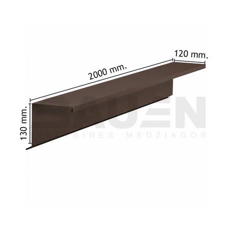 Skardos lankstiniai | Skardinė vėjalentė 0,50 mm., 120x130 mm., L-2000 mm., matinė tams., ruda (RAL8017)