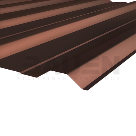Profiliuota skarda | Profiliuota skarda HANBUD T-18E (0.40mm) blizgi ruda (RAL8017), 1185 x 2000 mm.