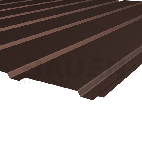 Profiliuota skarda | Profiliuota skarda HANBUD T-7 (0,4mm) matinė tams., ruda (RAL8017), 1220 x 2500 mm.
