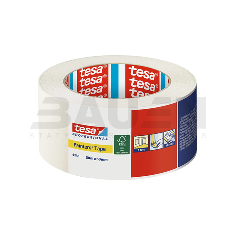 Dažymo juosta TESA Professional Painters' Tape (4348), vidaus darbams, 50 m x 50 mm., 7 d.