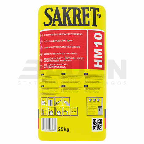 Tinkai | inkas istoriniams pastatams (mažesnis cemento kiekis) SAKRET HM10, 25 Kg.