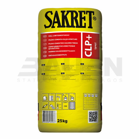 Tinkai | Tinkas mašininis, pilkas SAKRET CLP Plus, 40 Kg.          