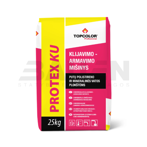 Kiti klijai | Armavimo - klijavimo universalus mišinys TOPCOLOR Protex KU, 25 Kg.