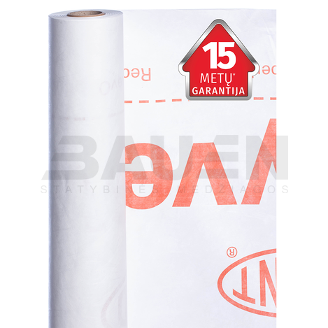 Difuzinės plėvelės | DuPont™ Tyvek® Housewrap – Vieno Sluoksnio Kvėpuojanti Difuzinė Membrana Sienoms (75 m²/rul.)