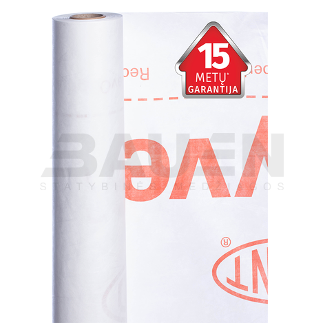 Difuzinės plėvelės | DuPont™ Tyvek® Housewrap – Vieno Sluoksnio Kvėpuojanti Difuzinė Membrana Sienoms (150 m²/rul.)