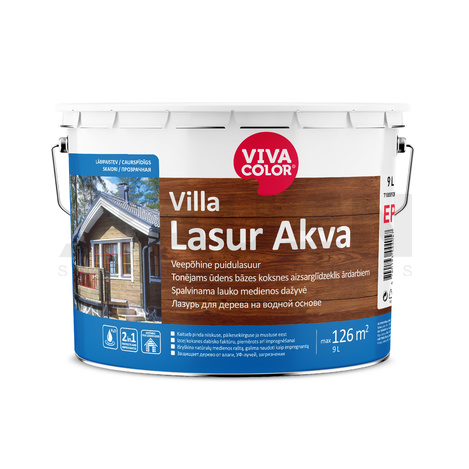 Impregnantai | Vandeninė medienos apsaugos priemonė VIVACOLOR Villa Lasur Akva (EP bazė) 9,0l