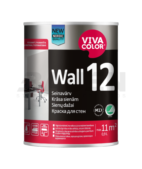 Dažai | Pusiau matiniai dažai sienoms VIVACOLOR Wall 12 (A bazė) 0,9l