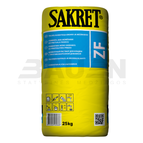 Mūro mišiniai | Mūro mišinys darbui žemose temperatūrose ( -10°C), SAKRET ZF, 25 Kg.