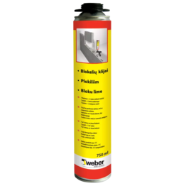 Poliuretaniniai klijai WEBER Fibo Fix, pertvarų blokeliams tvirtinti, 750 ml.